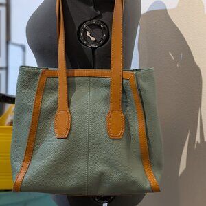 Divina Firenze Purse, Olive Green w/Tan Handles & Accents.  Italian made leather